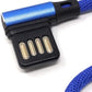 SYSTEM-S Cable USB Tipo C 3.1 de nailon a interfaz USB reversible Tipo A 2.0 angulado 90° en azul 97 cm