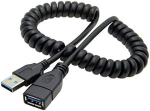 SYSTEM-S Cavo USB tipo A 3.0 (maschio) a cavo a spirale USB tipo A 3.0 (femmina) 40-60 cm