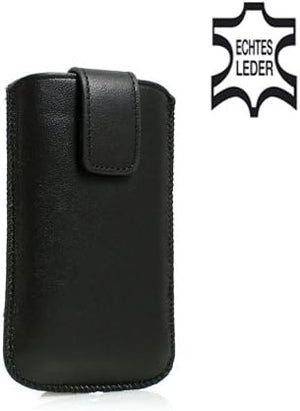 System-S leather case sleeve case medium with pull-out function in black