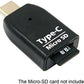 System-S Adapter USB 3.1 Typ C  für microSD / SDHC / SDXC / T-Flash Karten Leser Card Reader Mini Kartenlesegerät in Schwarz