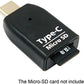 System-S adapter USB 3.1 Type C for microSD / SDHC / SDXC / T-Flash card reader card reader mini card reader in black