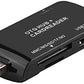 SYSTEM-S 3in1 USB 3.1 Type C to TF SD Card USB Type A and Micro-USB Card Reader OTG adapter in black