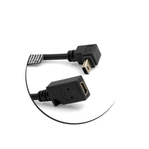 SYSTEM-S Mini USB (male) 90° degree downward angle cable to Mini USB (female) adapter cable 27 cm