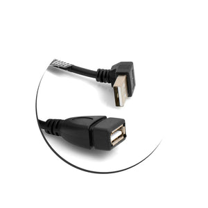 SYSTEM-S USB Kabel 2.0 Typ A (male) 90° gewinkelt Abwärts Winkel auf USB 2.0 Typ A (female) Ladekabel Datenkabel Verlängerungskabel 20 cm