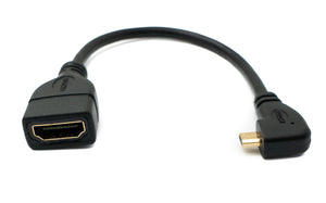 Angled micro HDMI male to standard HDMI female cable adapter