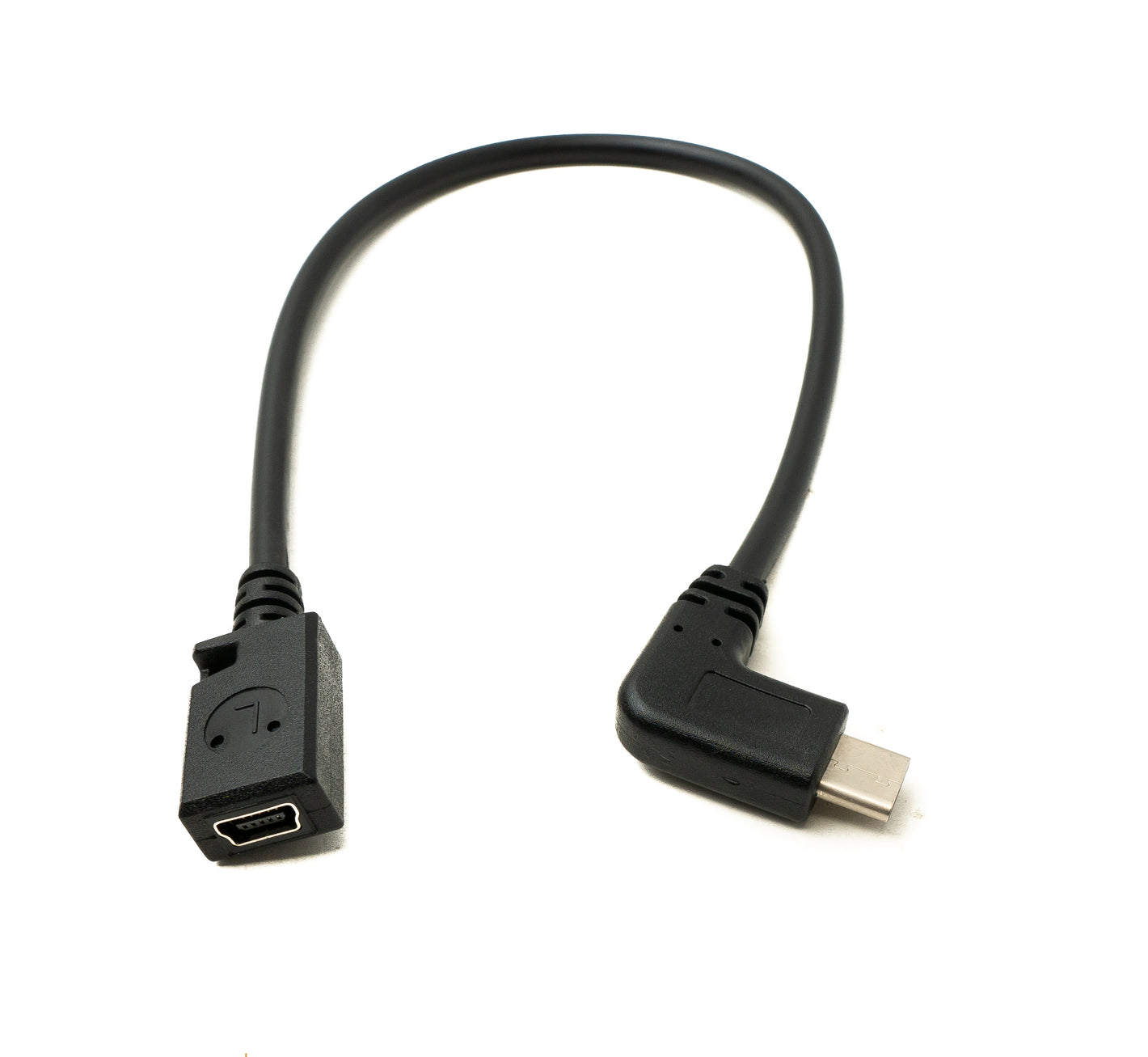 SYSTEM-S USB 3.1 cable 25 cm type C plug to 2.0 mini B socket left right angled adapter in black