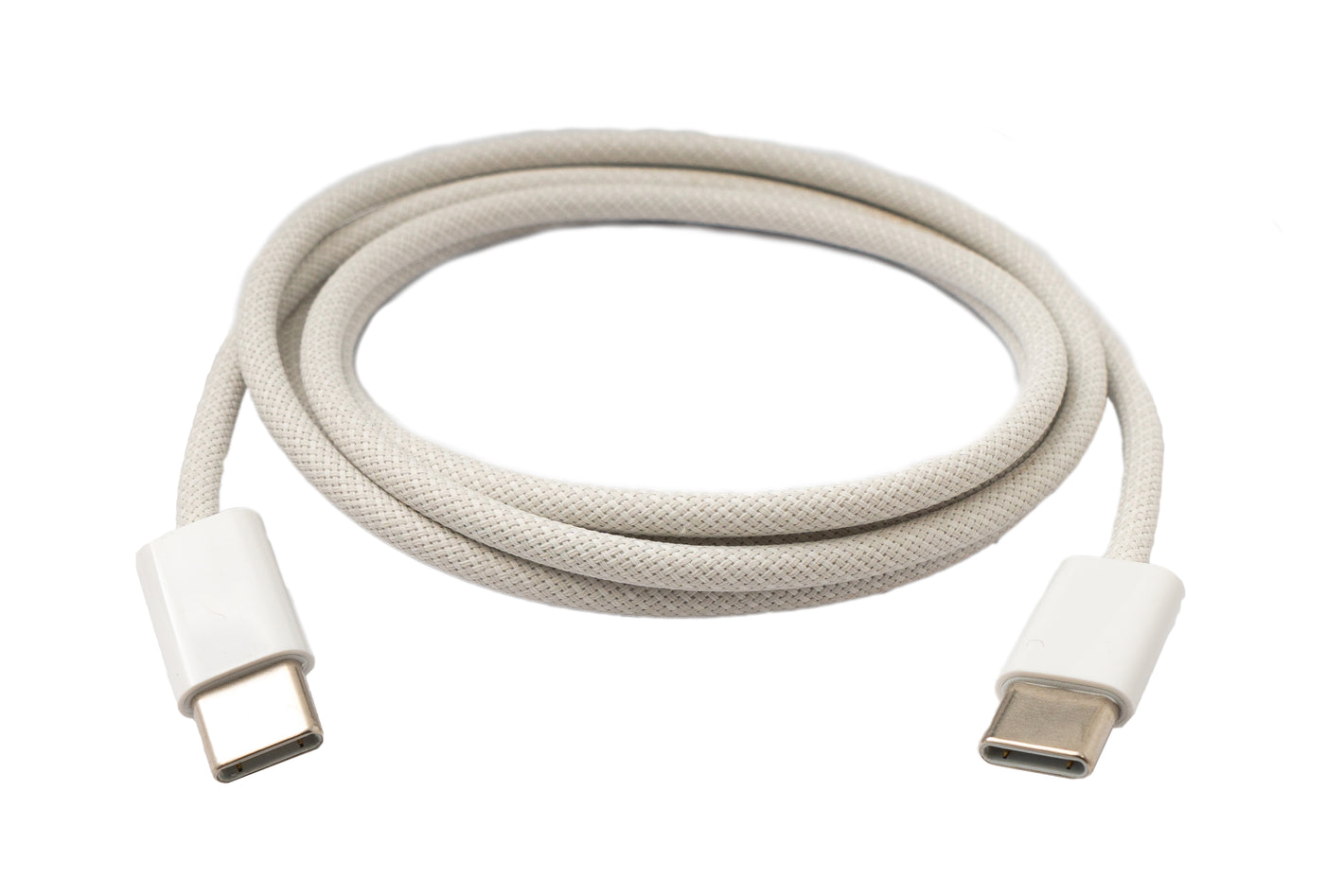 SYSTEM-S USB 3.1 Type C Cable 100 cm Male to Male 5 Gbit/s Braided Adapter White