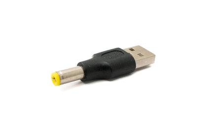 Adaptateur SYSTEM-S DC 20V 5,5 x 2,5 mâle vers câble USB 2.0 mâle en noir