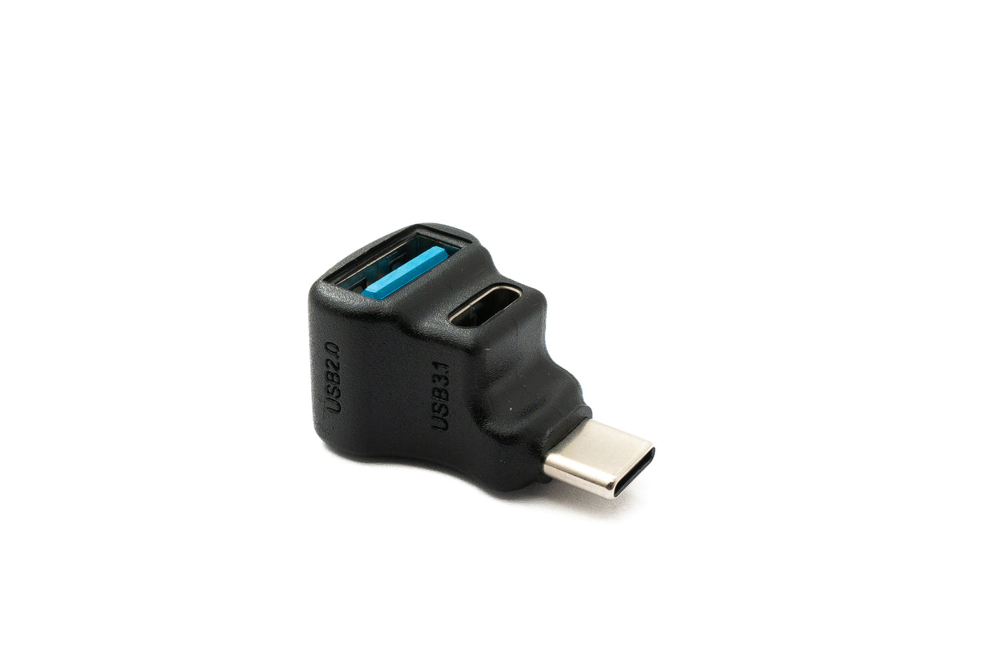 SYSTEM-S USB Y Adapter 3.1 Typ C Stecker zu Buchse & A Buchse Winkel 5 Gbit/s Kabel in Schwarz