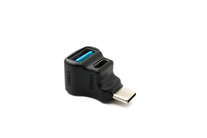 Adaptateur USB Y SYSTEM-S 3.1 Type C mâle vers femelle et câble angle femelle 5 Gbit/s en noir