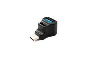 SYSTEM-S USB Y Adapter 3.1 Typ C Stecker zu Buchse & A Buchse Winkel 5 Gbit/s Kabel in Schwarz