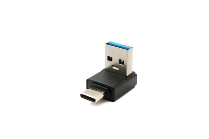 Adaptateur SYSTEM-S USB 3.0 type A mâle vers 3.1 C mâle angle unidirectionnel câble 5 Gbit/s en noir