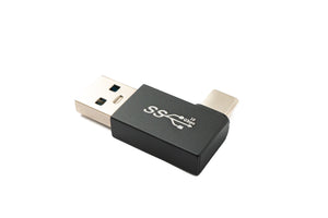 SYSTEM-S USB 3.0 adapter type A male to 3.1 C male unidirectional angle 5 Gbit/s cable in black