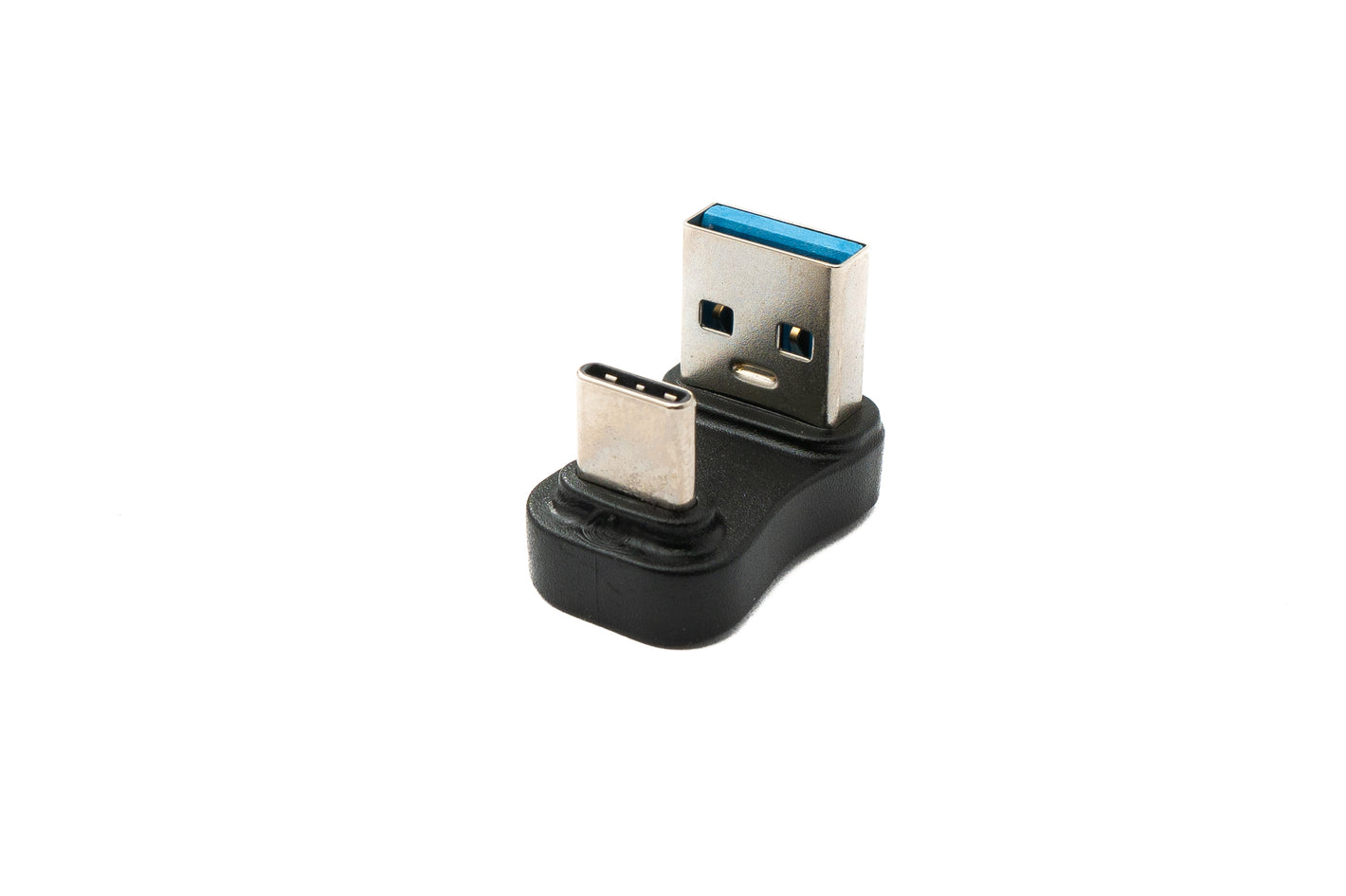 Adaptateur SYSTEM-S USB 3.0 type A mâle vers 3.1 C mâle unidirectionnel demi-tour 180° câble 5 Gbit/s en noir