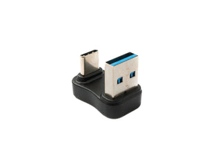 Adaptateur SYSTEM-S USB 3.0 type A mâle vers 3.1 C mâle unidirectionnel demi-tour 180° câble 5 Gbit/s en noir