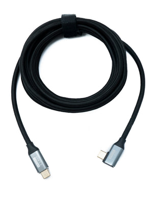 SYSTEM-S USB 3.2 Gen 2 Kabel 3 m Typ C Stecker zu Stecker geflochten Winkel 20 Gbit/s 100 W