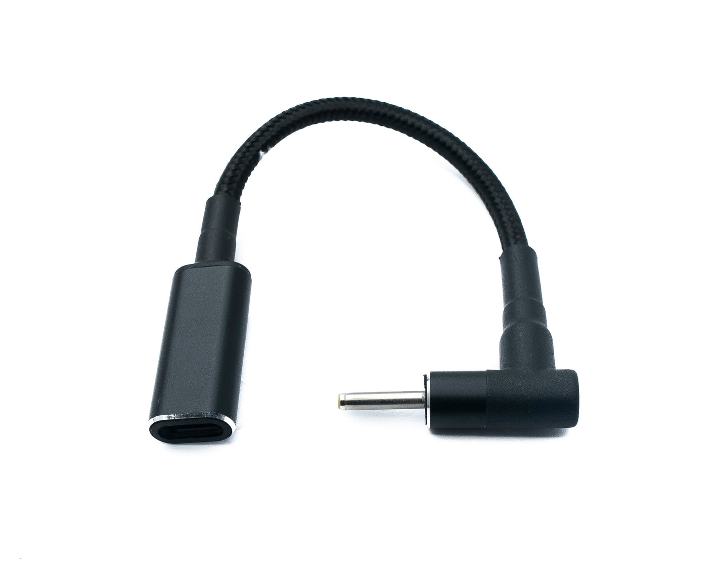 SYSTEM-S DC 20V Kabel 15 cm 2,5 x 0,7 Stecker zu USB 3.1 Typ C Buchse geflochten Winkel