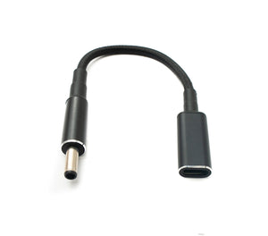 SYSTEM-S DC 20V Kabel 15 cm 4,5 x 3,0 Stecker zu USB 3.1 Typ C Buchse geflochten für HP