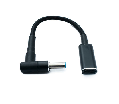 SYSTEM-S DC 20V Kabel 15 cm 4,5 x 3,0 Stecker zu USB 3.1 Typ C Buchse geflochten für HP