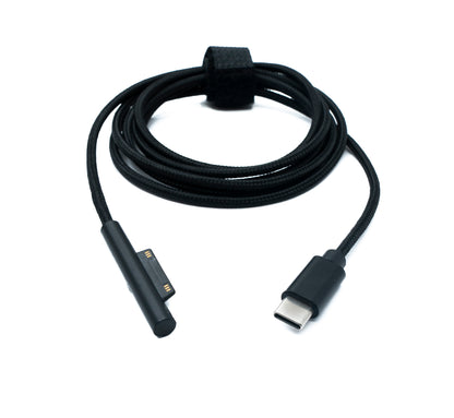 SYSTEM-S USB 3.1 Kabel 150 cm Ladekabel für Microsoft Surface geflochten in Schwarz