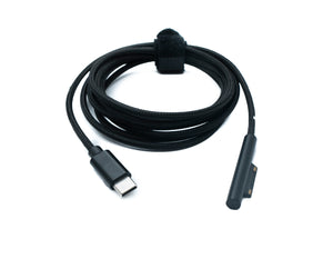 SYSTEM-S USB 3.1 Kabel 200 cm Ladekabel für Microsoft Surface geflochten in Schwarz