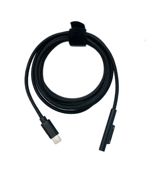 SYSTEM-S USB 3.1 Kabel 200 cm Ladekabel für Microsoft Surface geflochten in Schwarz