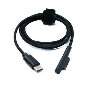 SYSTEM-S USB 3.1 Kabel 100 cm Ladekabel für Microsoft Surface geflochten in Schwarz