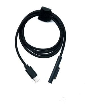 SYSTEM-S USB 3.1 Kabel 100 cm Ladekabel für Microsoft Surface geflochten in Schwarz
