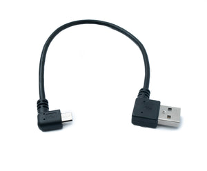 SYSTEM-S USB 2.0 Kabel 20 cm Micro B Stecker zu Typ A Stecker Left Angled Winkel