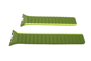 SYSTEM-S Armband 42 44 45 49 mm aus Silikon flexibel magnetisch für Apple Watch Smartwatch Grün Hellgrün