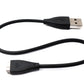 SYSTEM-S USB 2.0 Kabel 24 cm Ladekabel für Fitbit Charge HR Smartwach in Schwarz