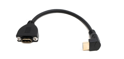 SYSTEM-S HDMI 1.4 Cable 20 cm Type A Male to Male Adapter Screw Up Angled in Black