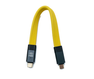 SYSTEM-S USB 3.2 Gen 2 Kabel 20 cm Typ C Stecker zu Stecker Flachkabel Gelb 20 Gbit/s 100 W