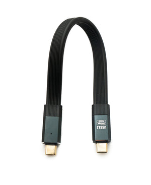 SYSTEM-S USB 3.2 Gen 2 Kabel 20 cm Typ C Stecker zu Stecker Flachkabel Schwarz 20 Gbit/s 100 W