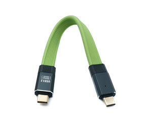 SYSTEM-S USB 3.2 Gen 2 Kabel 20 cm Typ C Stecker zu Stecker Flachkabel Grün 20 Gbit/s 100 W