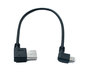 SYSTEM-S USB 2.0 Kabel 20 cm Micro B Stecker zu Typ A Stecker Left Right Angled Winkel