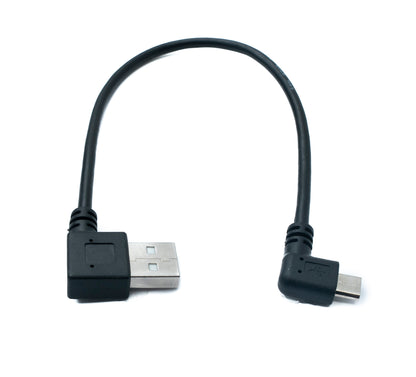SYSTEM-S USB 2.0 Kabel 20 cm Micro B Stecker zu Typ A Stecker Left Right Angled Winkel