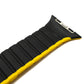 Bracelet SYSTEM-S 42 44 45 49 mm en silicone flexible magnétique pour Apple Watch Smartwatch Noir Jaune