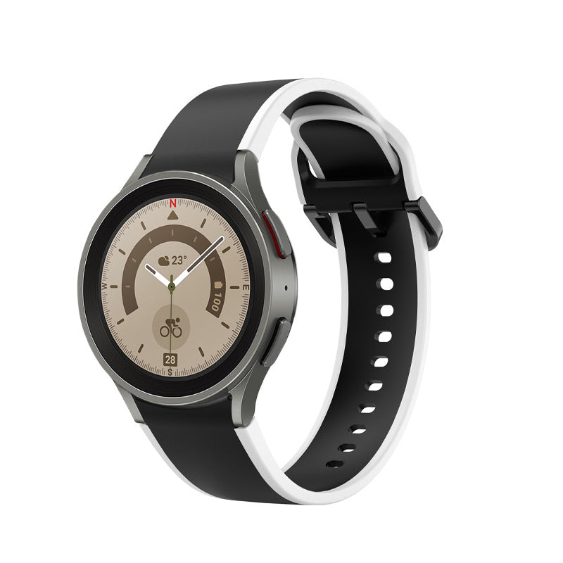 SYSTEM-S Armband 20 mm aus Silikon für Samsung Galaxy Watch 5 4 Smartwatch Weiß Schwarz