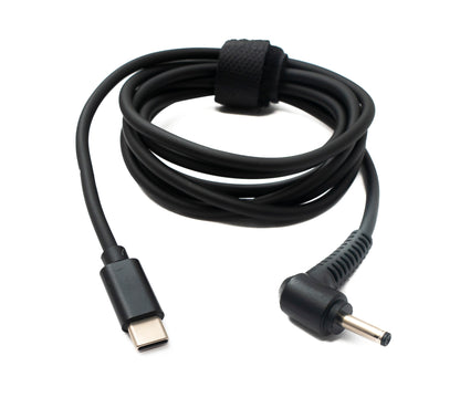 SYSTEM-S DC 12V Kabel 150 cm 3,5 x 1,35 Stecker zu USB 3.1 Typ C Stecker Winkel