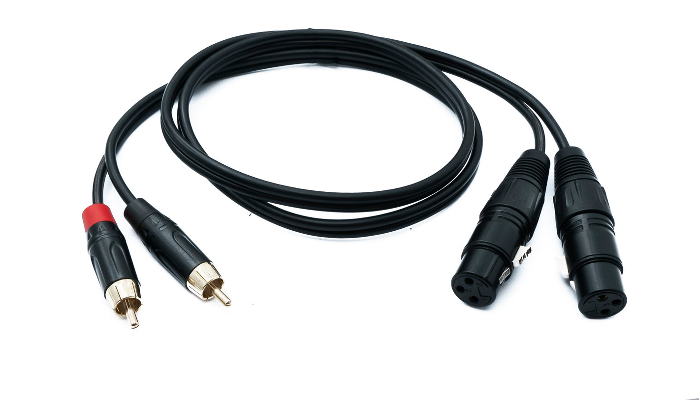 SYSTEM-S Audio XLR Kabel 100 cm 2x 3 polig Buchse zu 2x Cinch RCA 2 polig Stecker Adapter