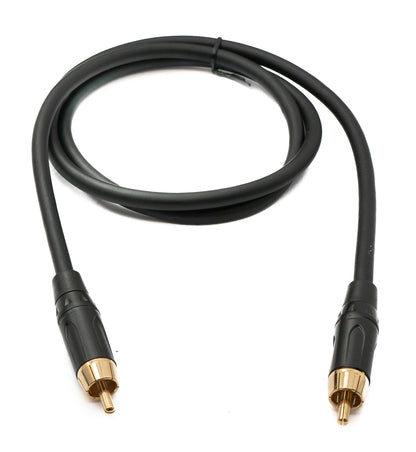 SYSTEM-S Audio Cinch RCA Kabel 100 cm 1 polig Stecker zu Stecker Adapter in Schwarz