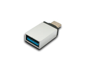 SYSTEM-S USB Y Adapter 3.1 Typ C & 2.0 Micro B Stecker zu 3.0 A Buchse Schlaufe in Grau