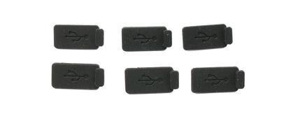 SYSTEM-S 6x USB Typ A Anti Staub Schutz Abdeckung aus Silikon in Schwarz