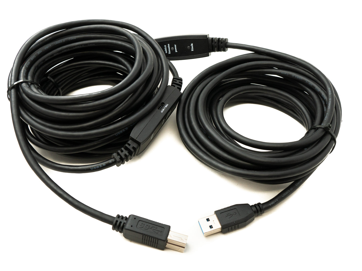 SYSTEM-S USB 3.0 Repeater Kabel 15 m Typ A Stecker zu B Stecker Adapter in Schwarz