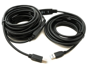 USB 3.0 Repeater Cable 15 m Type A Male to B Male Adapter in Black