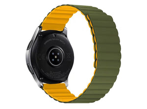 SYSTEM-S Armband 20 mm aus Silikon magnetisch für Smartwatch in Grün Gelb