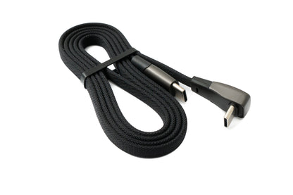 SYSTEM-S USB 3.1 Typ C Kabel 100 cm Stecker zu Stecker 5 Gbit/s geflochten flach Winkel Adapter