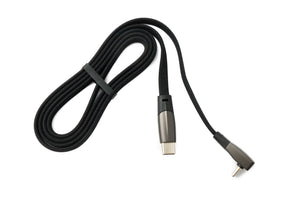 SYSTEM-S USB 3.1 Typ C Kabel 100 cm Stecker zu Stecker 5 Gbit/s geflochten flach Winkel Adapter