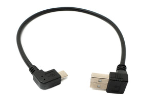 SYSTEM-S USB 2.0 Kabel 30 cm Typ A Stecker zu Micro B Stecker Winkel Left Up Angled Adapter